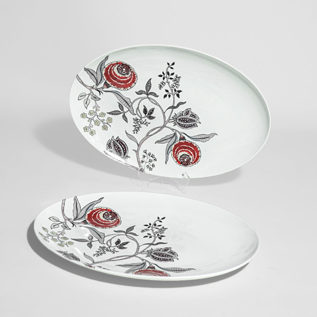 Red marigold Bone china Oval platter