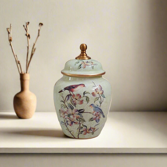 Luxe Bird Blue Temple Jar