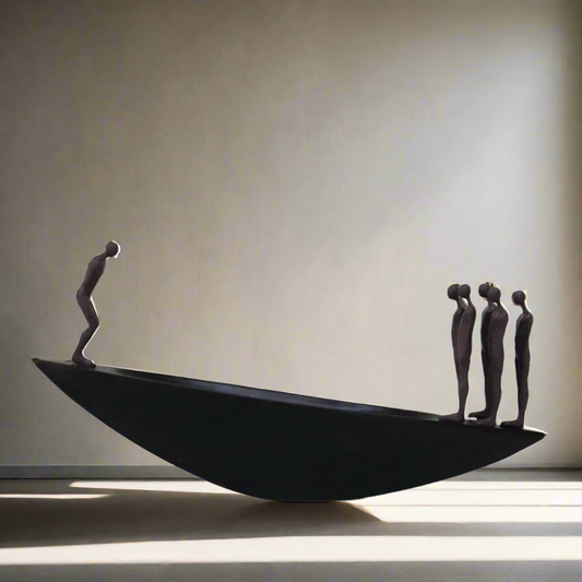 Savious Boat Men Sculpture For Living Room