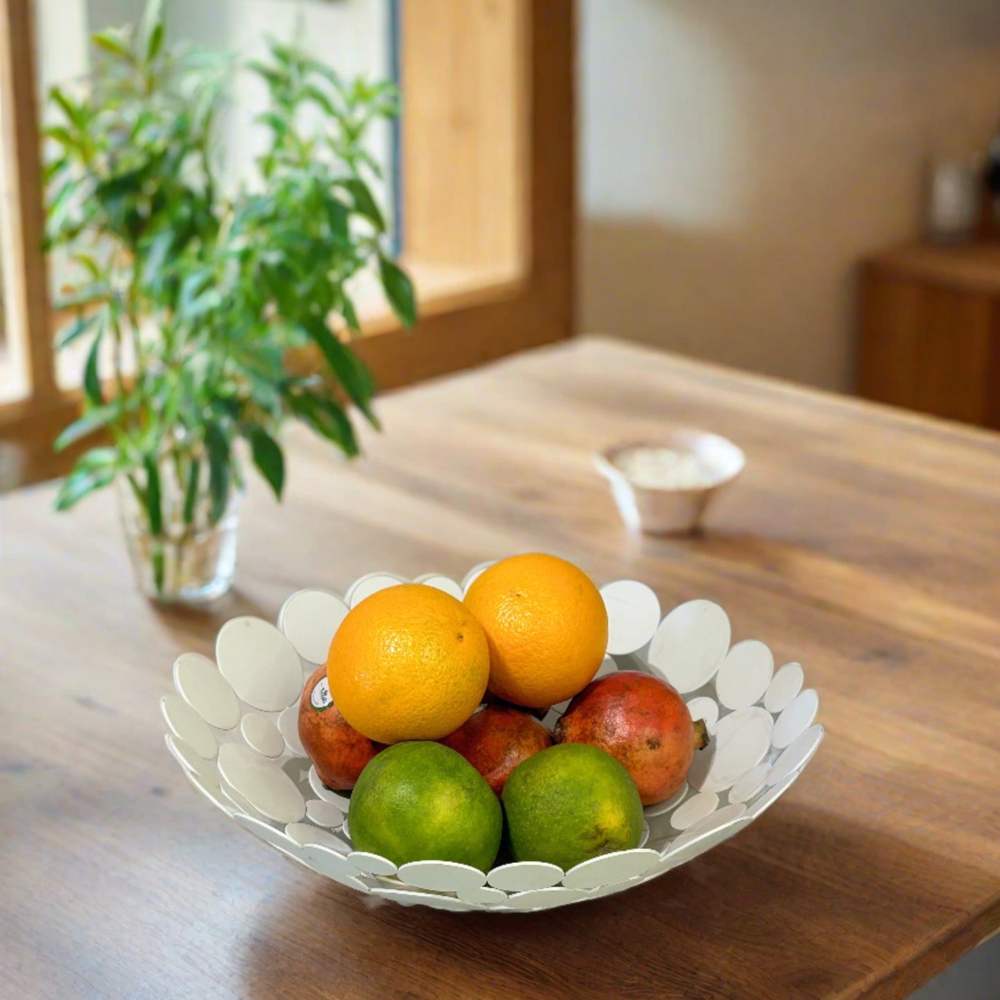 Anama White Metal Fruit Basket