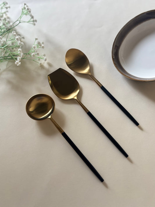 Nordic Black Gold Serving Spoons (Set of 3)