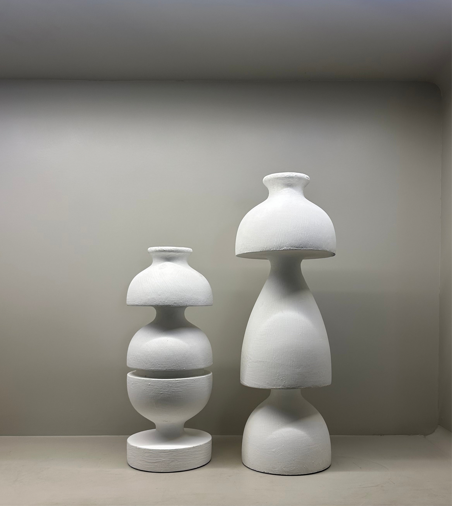 Wabi Sabi Wooden White Sculpture (Set of 2)