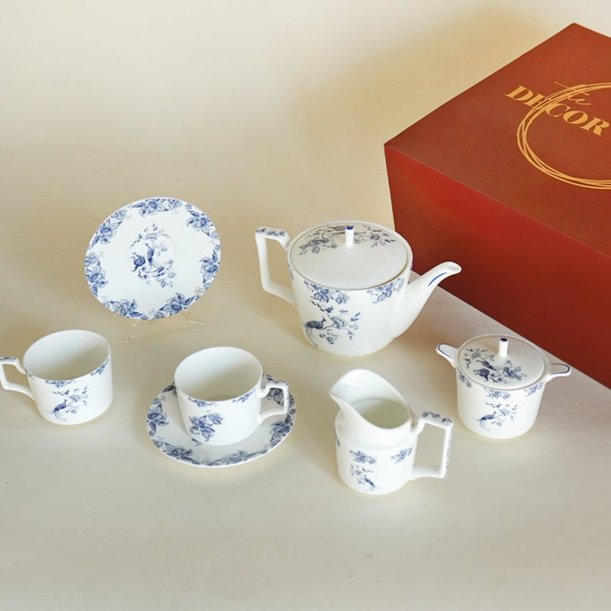 Apricus Peacock Bone China Tea Set (Set of 15 pcs)