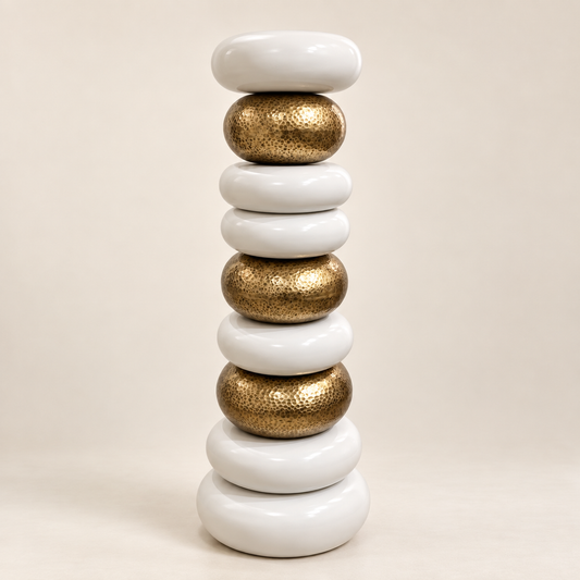 Sama Core - Ivory Bronze Wood Totem Sculpture