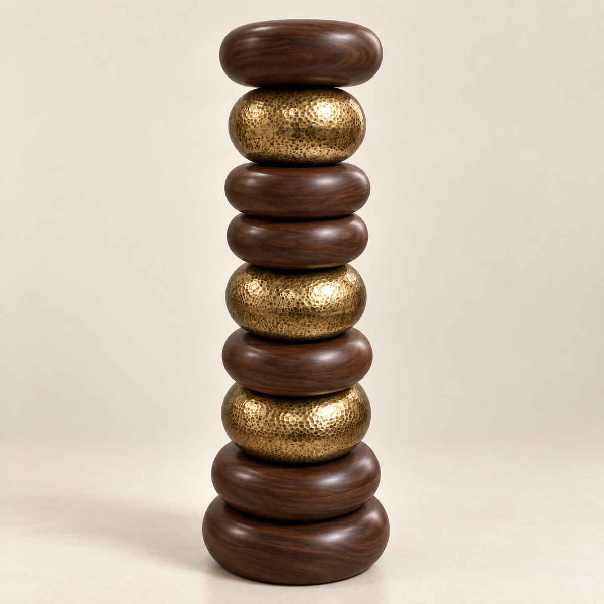 Sama Core - Walnut Bronze Wood Totem Sculpture