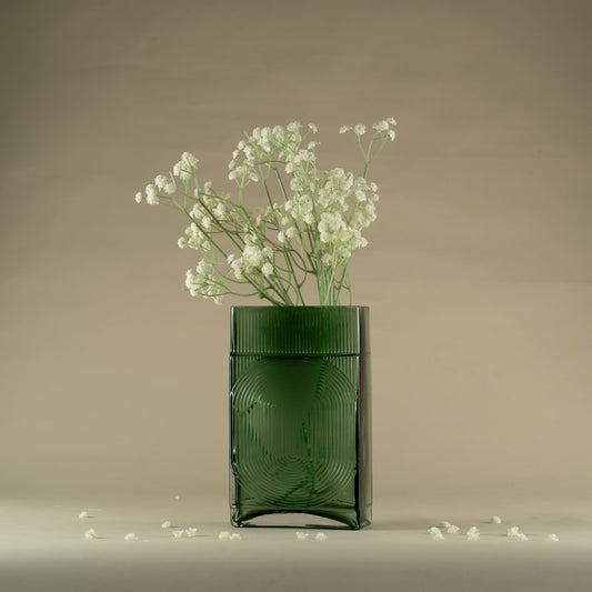Cuboid Green Glass Vase (Small)