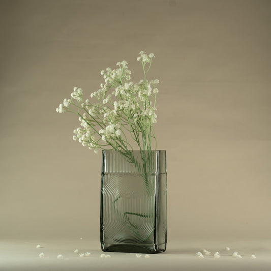 Cuboid Smokey Glass Vase (Small)