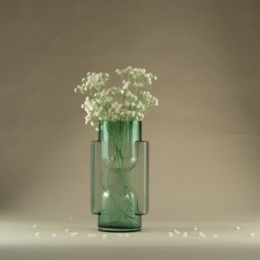 Viridis Cylindrical Green Glass Vase (Large)
