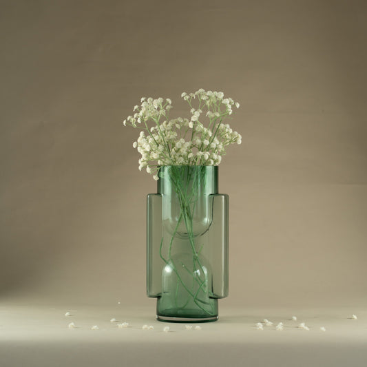 Viridis Cylindrical Green Glass Vase (Small)
