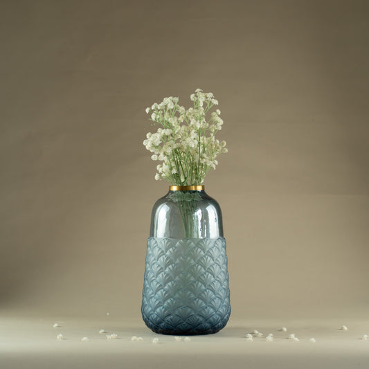 Aecor Textured Blue Glass Vase (Small)