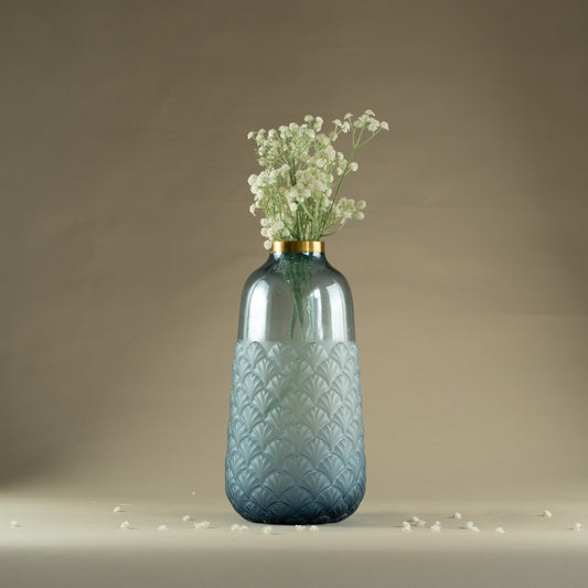 Aecor Textured Blue Glass Vase (Large)