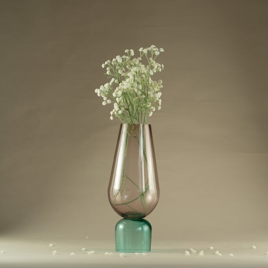 Dominus Pink Green Sleek Glass Vase
