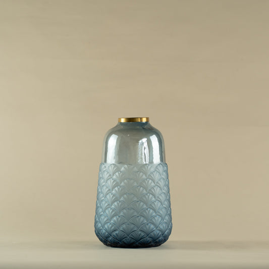 Aecor Textured Blue Glass Vase (Small)
