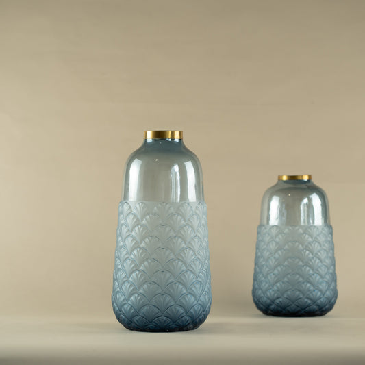 Aecor Textured Blue Glass Vase (Large)