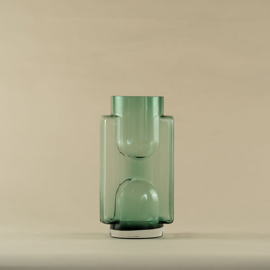 Viridis Cylindrical Green Glass Vase (Small)