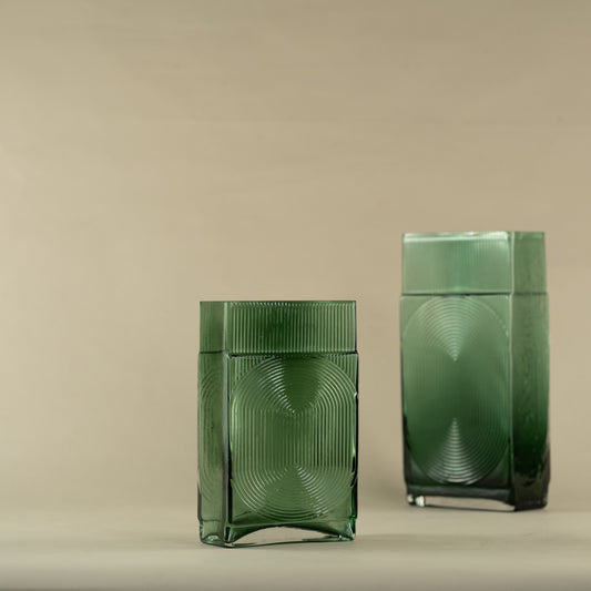 Cuboid Green Glass Vase (Small)