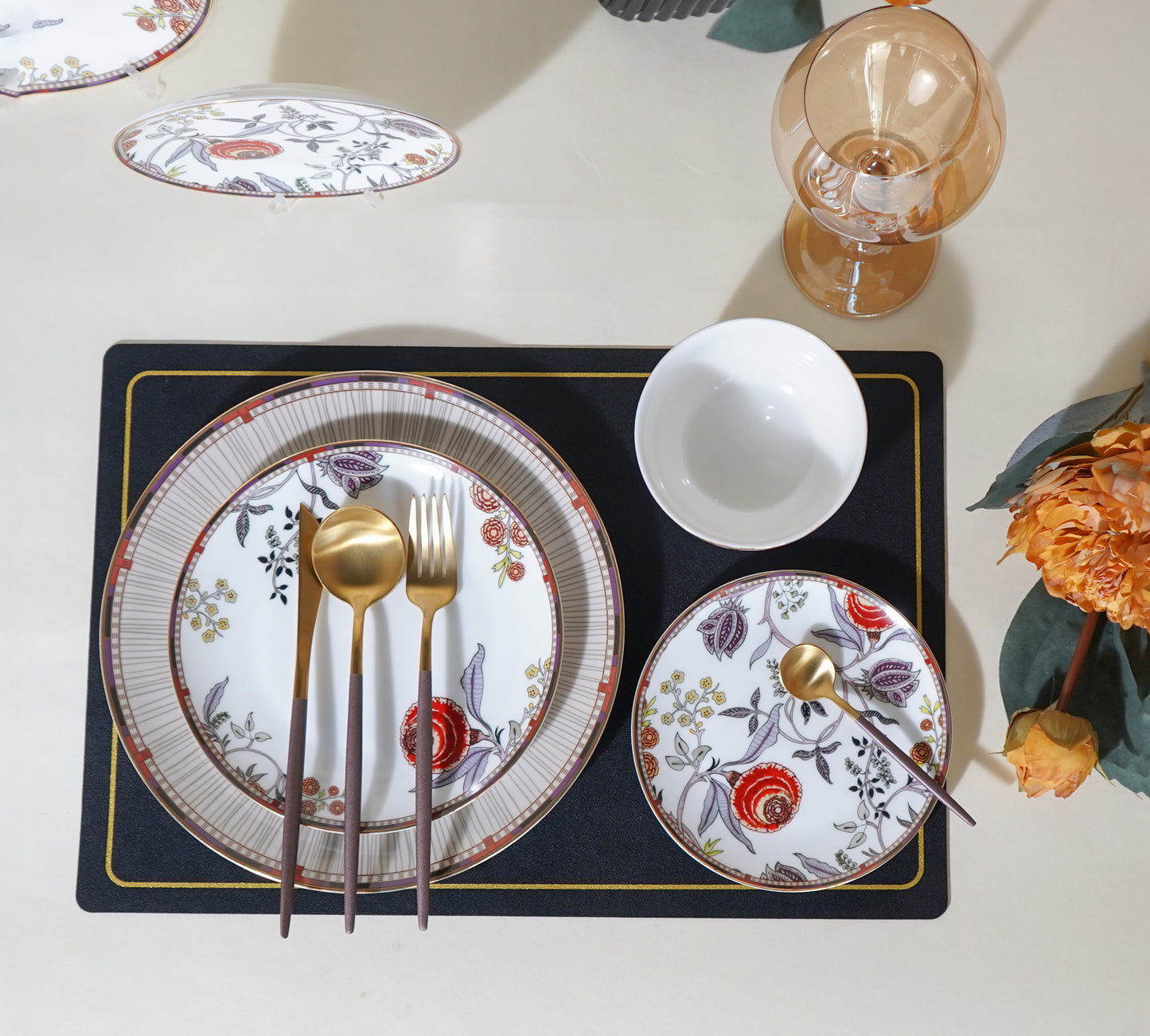 Marigold Bonechina Gold Dinner Set (Set of 27 pcs)