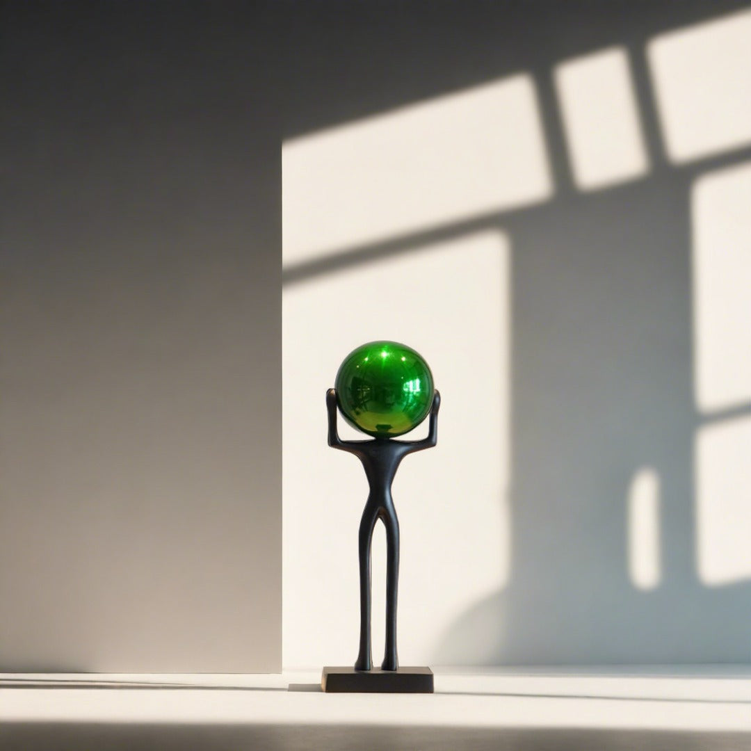 Marmor Green Ball Man sculpture