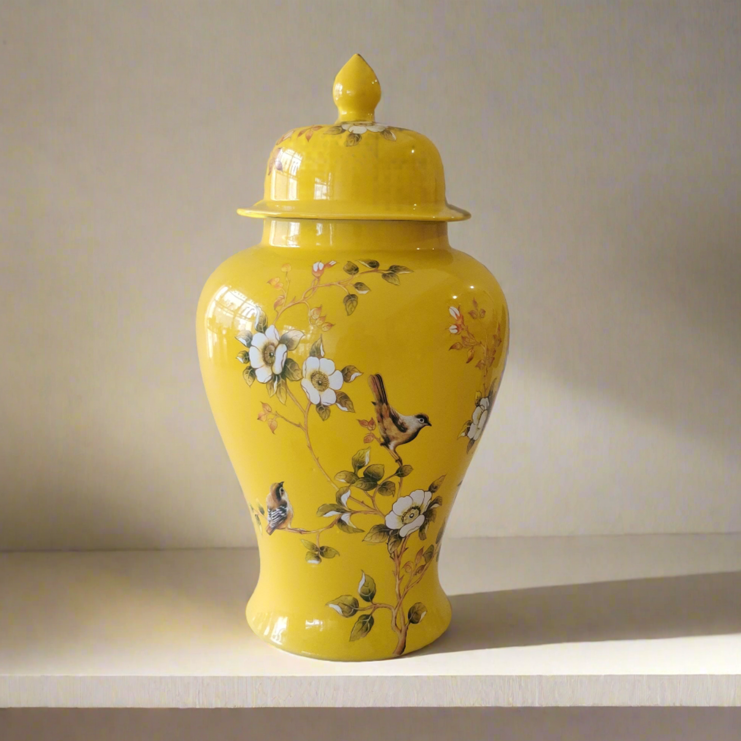 Yellow Porcelain Decorative Jar (Small)