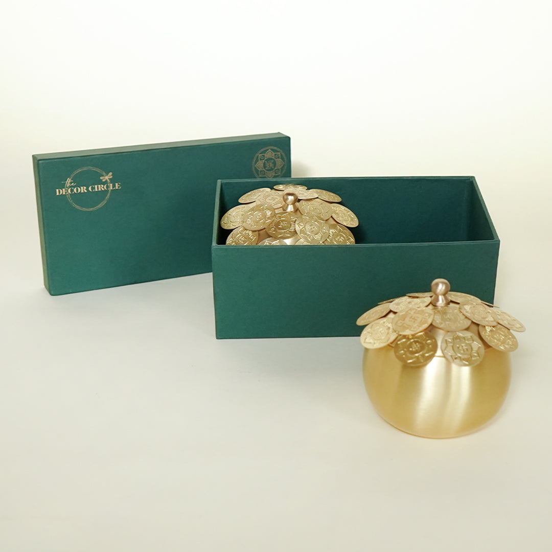 Kansa Brass Coin Nut bowl Gift Box (set of 2)