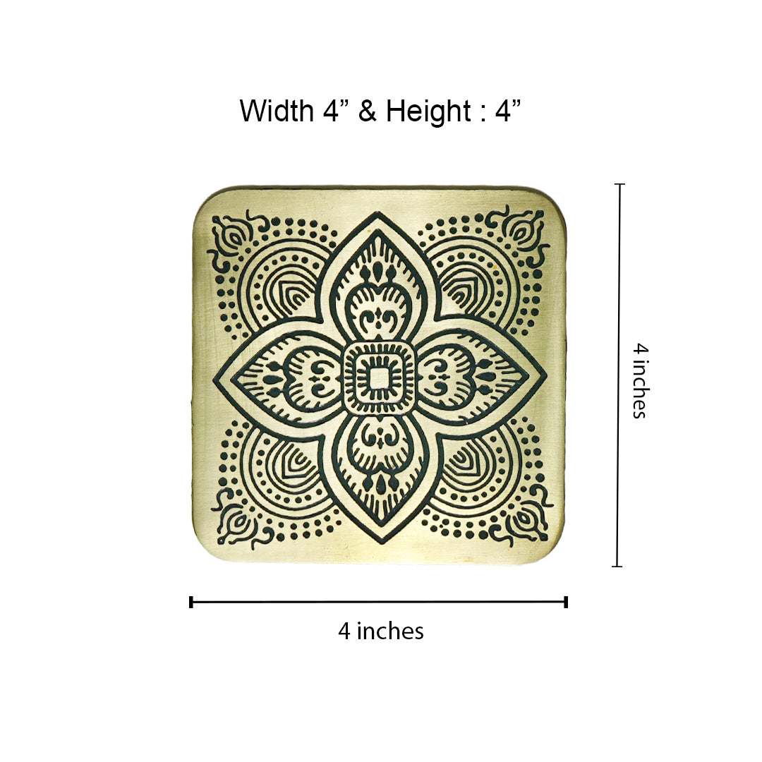 Kansa Engraved Brass Coasters (set of 2)