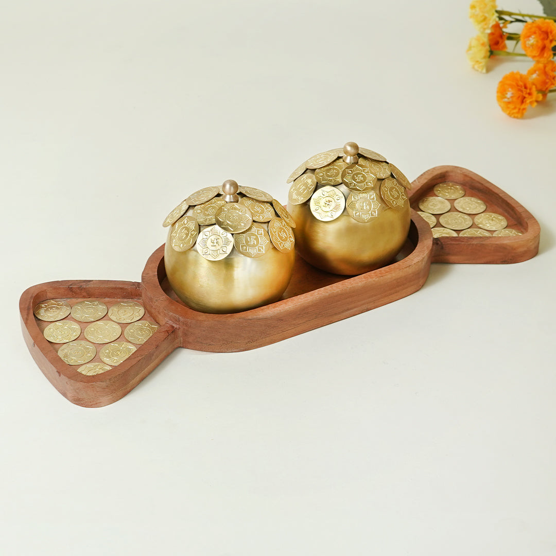 Brass Coin Mithai Platter Diwali Gift box