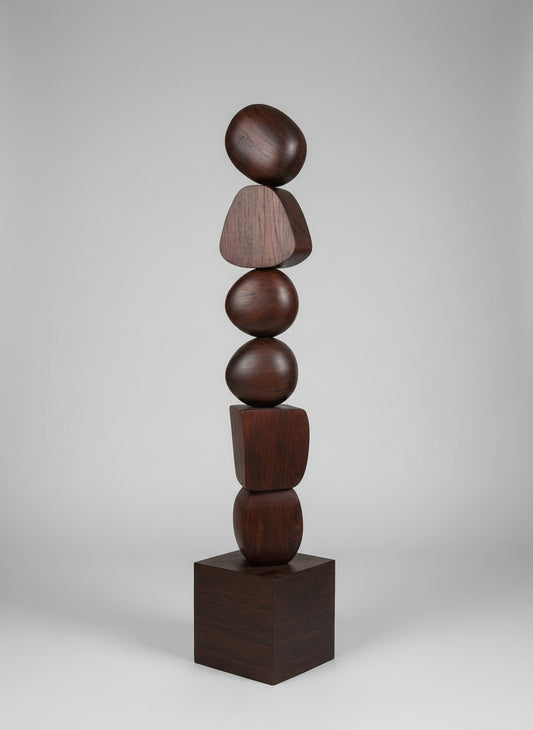Walnut Wood Japandi Large Sculpture