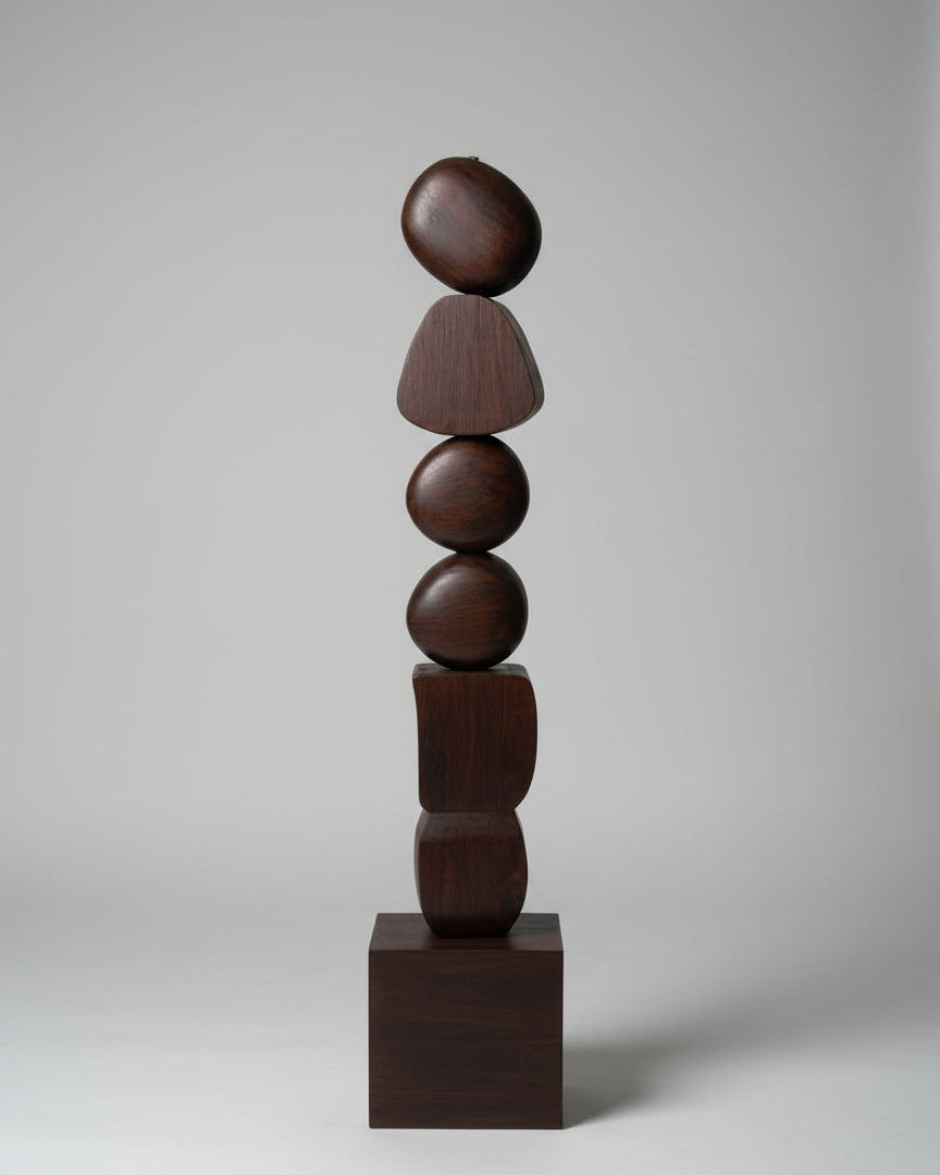 Walnut Wood Japandi Large Sculpture