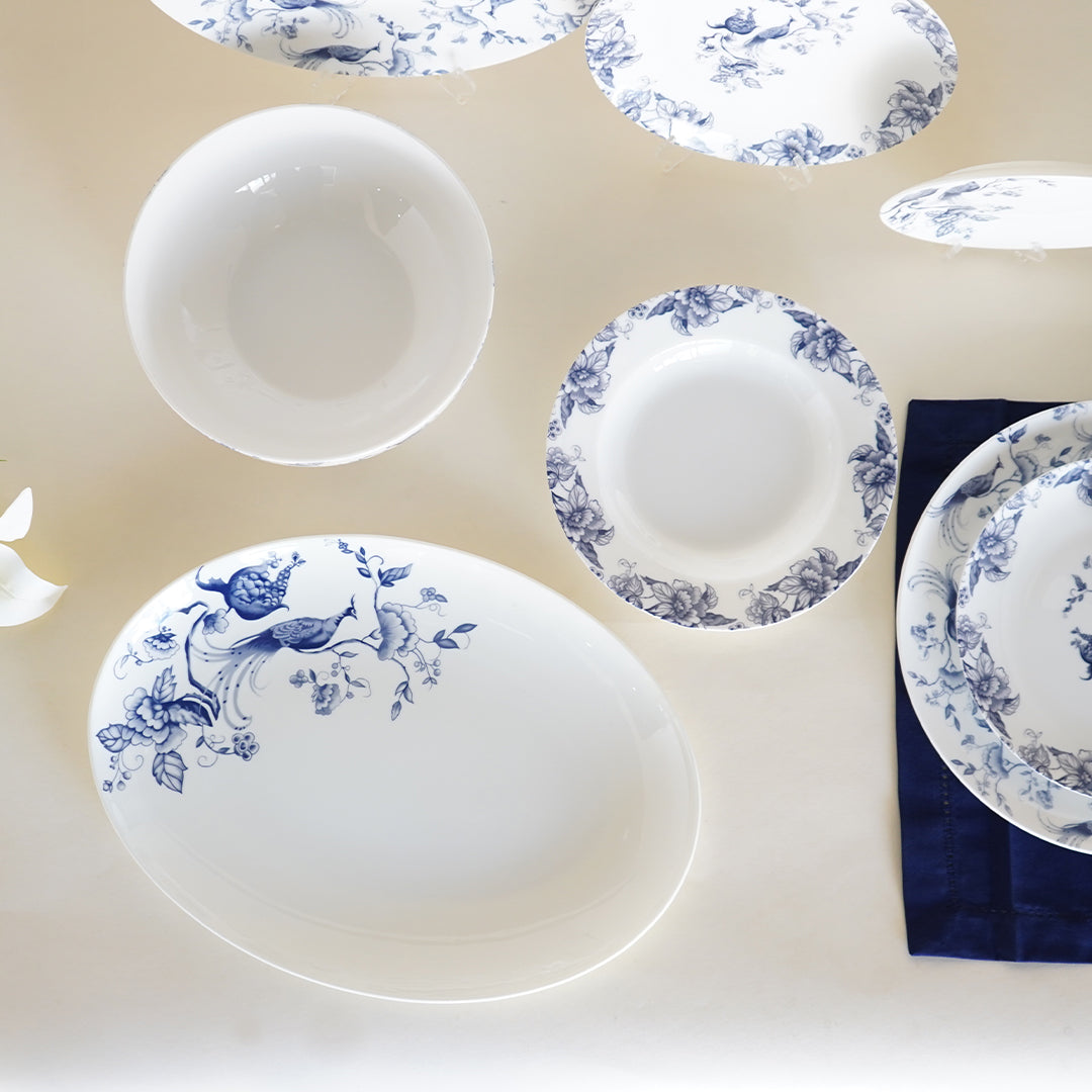 Apricus Peacock Bone China Rice Platter