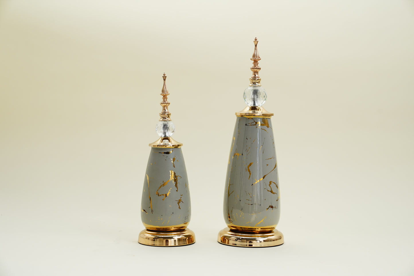 Grey Gold Antique Decor Showpiece (Set of 2)
