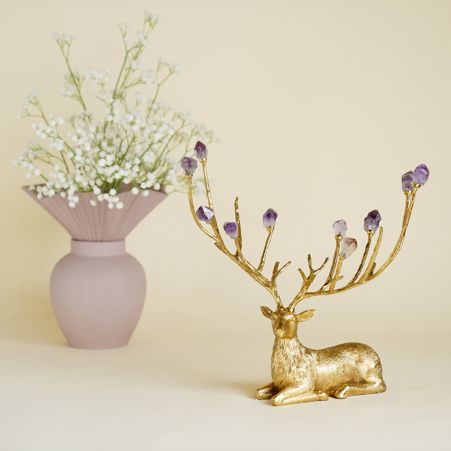 Augustus Crystal Brass Deer Centrepiece