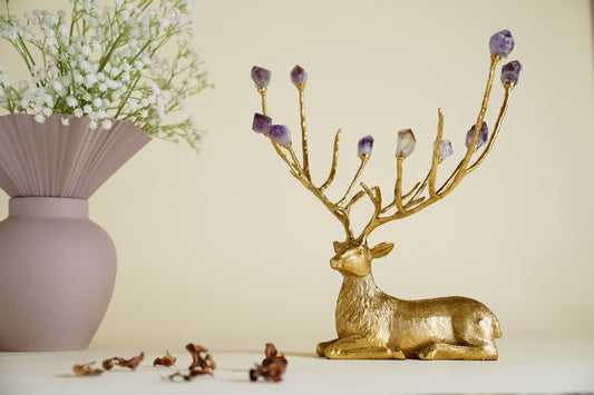 Augustus Crystal Brass Deer Centrepiece