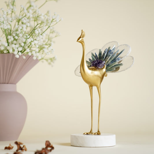 Augustus Crystal Brass Bird Sculpture
