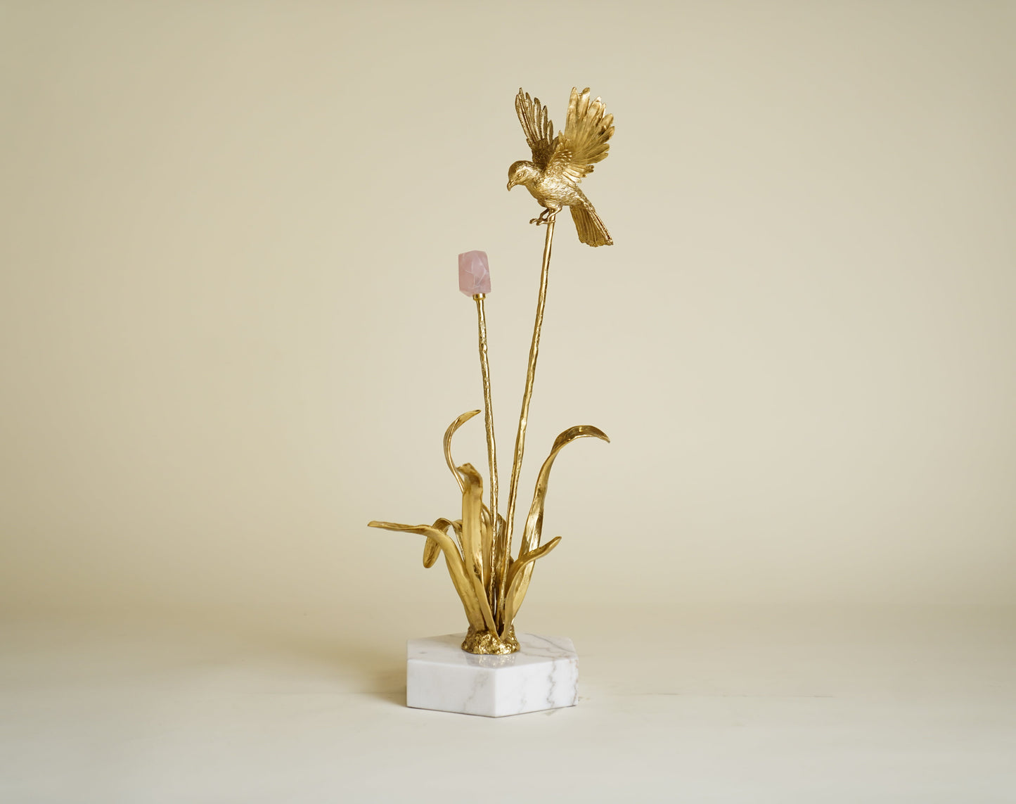 Volans Quartz Bird Brass Centerpiece