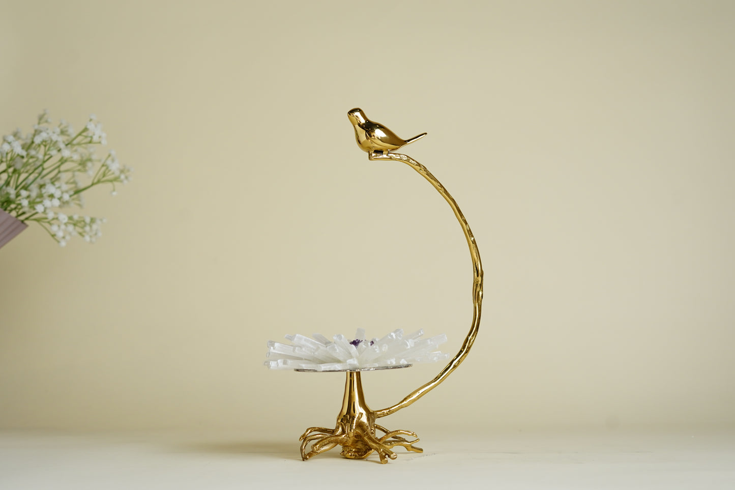 Venusta Crystal Bird Brass Luxury Sculpture