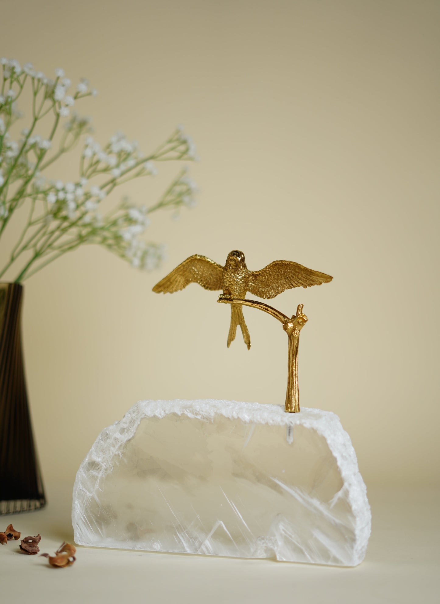 Volantis Bird Brass Crystal Centerpiece