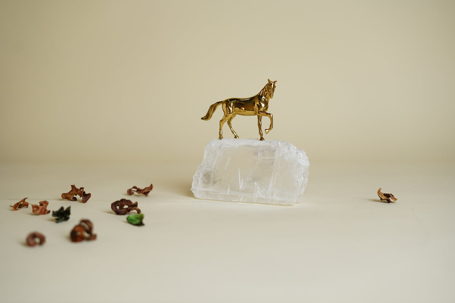 Enzo Crystal Brass Horse Sculpture