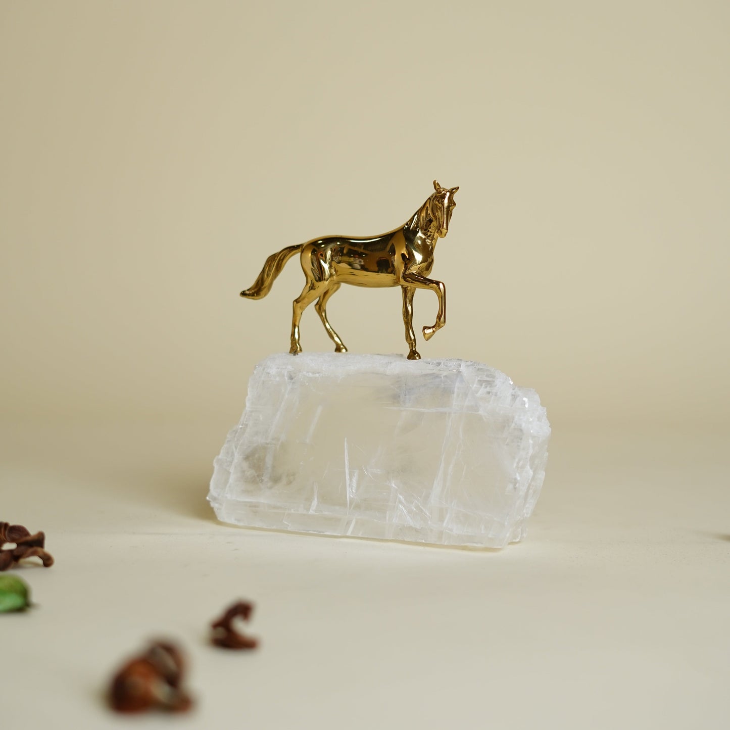 Enzo Crystal Brass Horse Sculpture