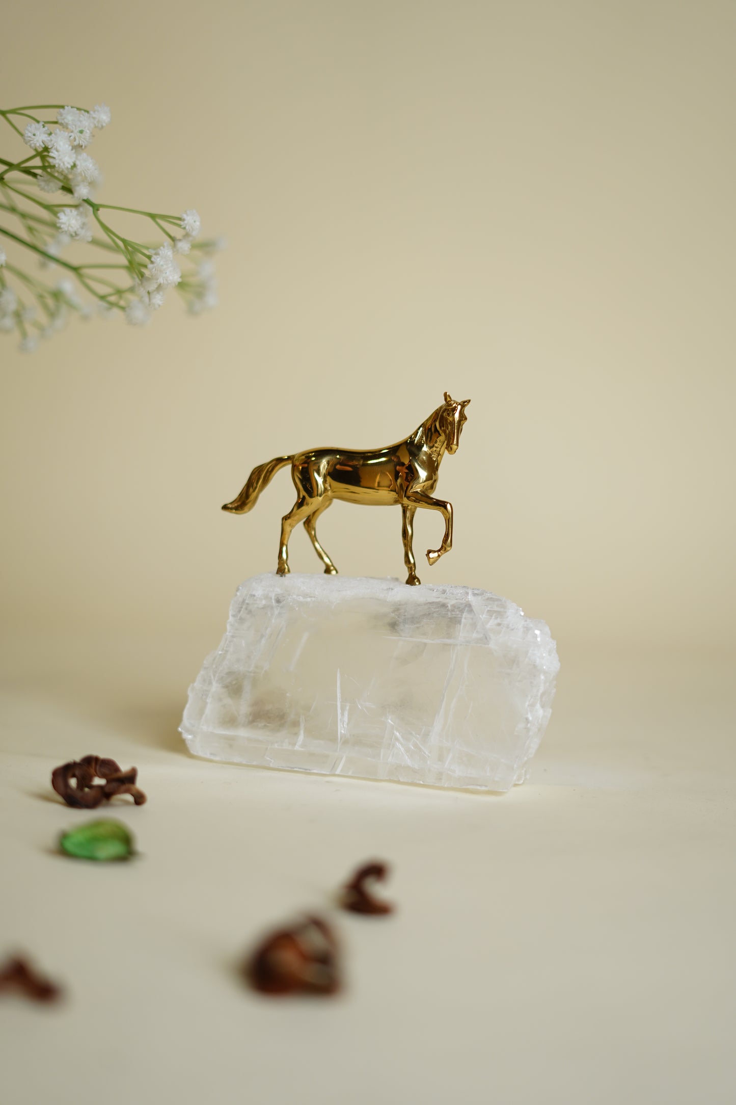 Enzo Crystal Brass Horse Sculpture