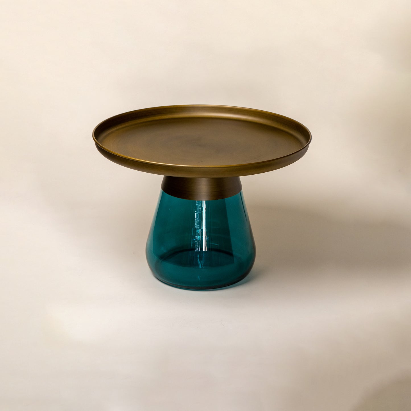 Speculo Teal Blue Glass Coffee Table (24 Inches)