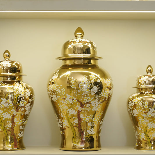 Luxury Porcelain Gold Decorative Jar (Large)