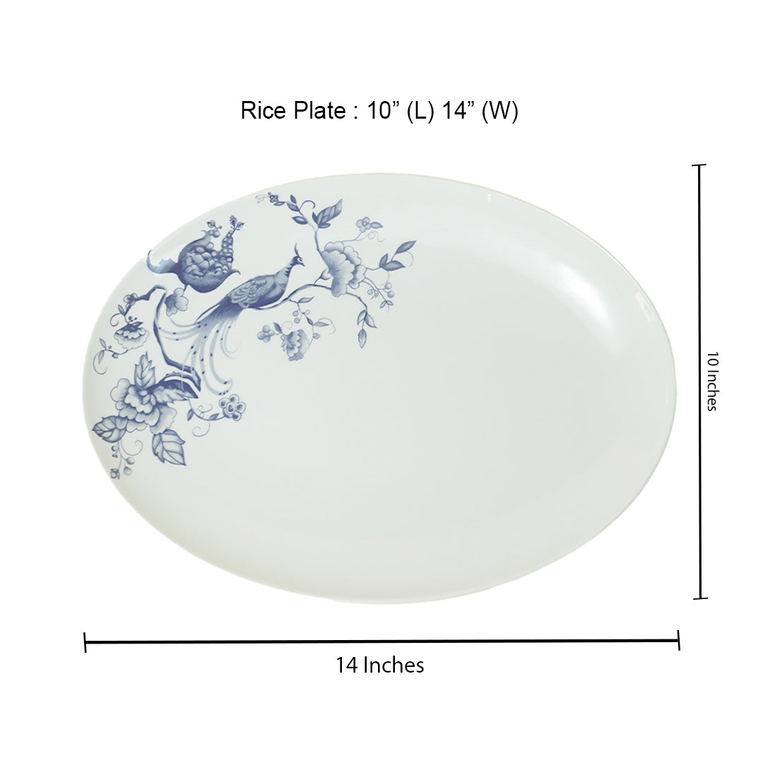 Apricus Peacock Bone China Rice Platter