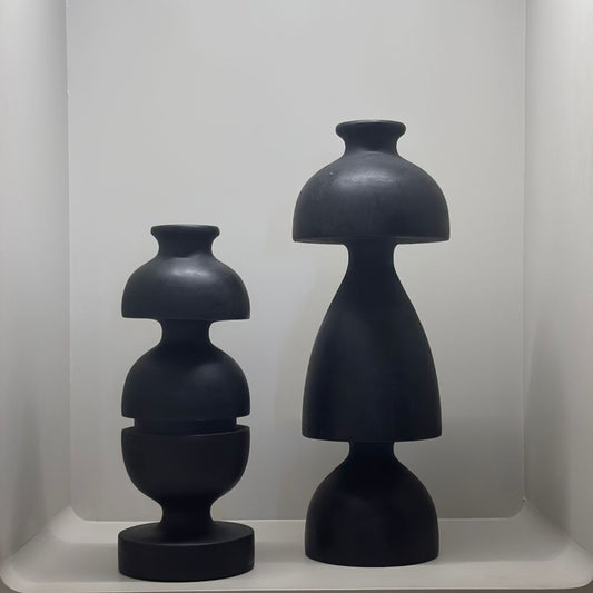 Wabi Sabi Wooden Black Sculpture (Set of 2)