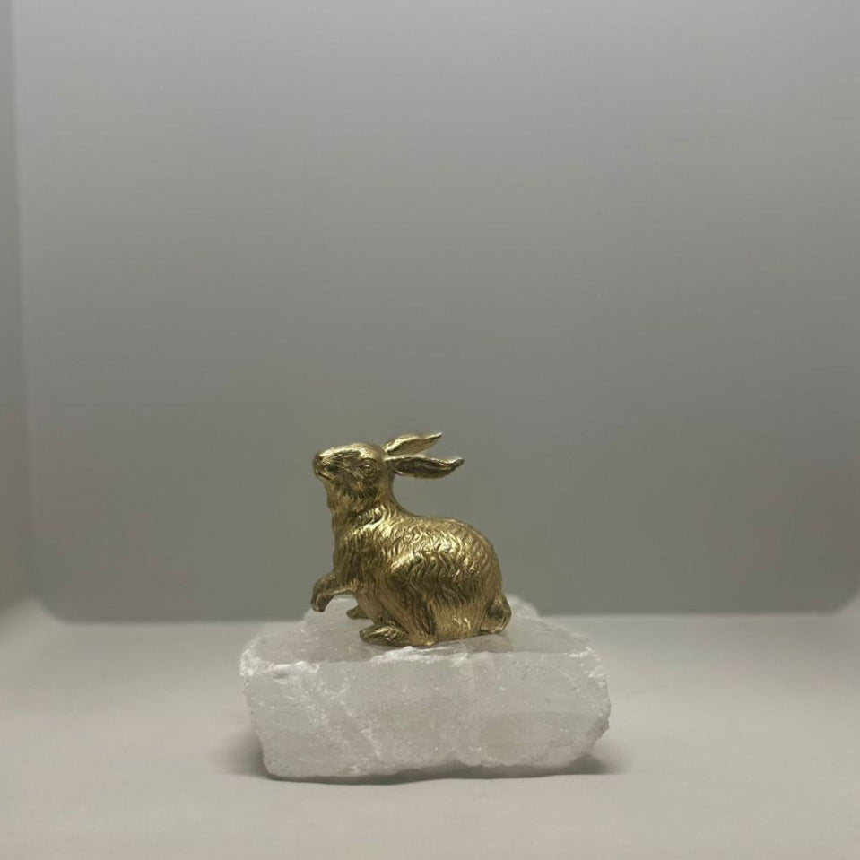 Cudio Crystal Brass Rabbit Sculpture