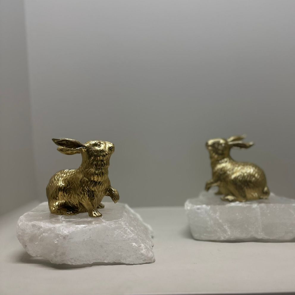 Cudio Crystal Brass Rabbit Sculpture