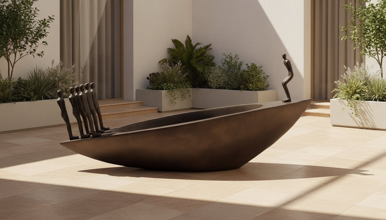 Savious Boat Men Sculpture For Courtyard (6 feet)
