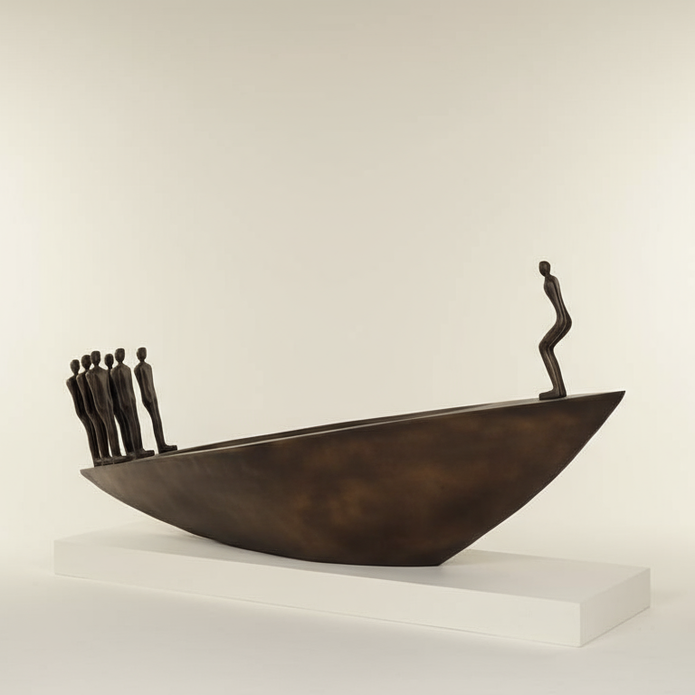 Savious Boat Men Sculpture For Courtyard (6 feet)
