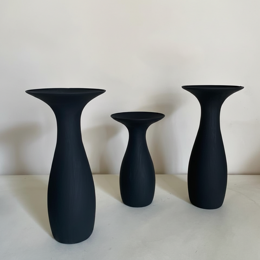 Luxury Black Glass Vases (Set of 3)