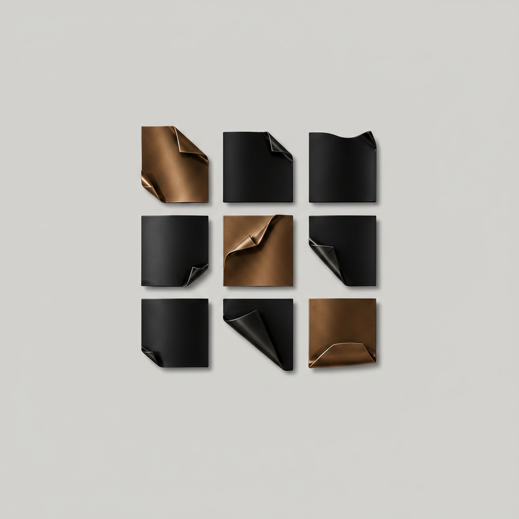 Fold Matrix Sculpt Series – Noir & Bronze Metal Wall Art (Set of 9)
