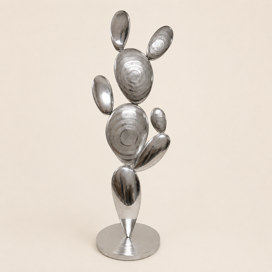 Arido Forma – Silver Cactus Sculpture for living room (5 Feet)